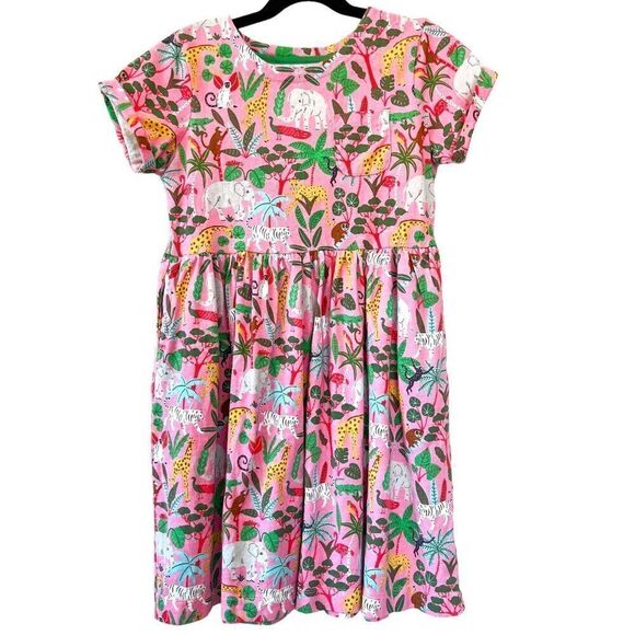 Mini Boden Wild Animal Zoo Jungle Dress with Pockets Size 9-10Y - Picture 1 of 5